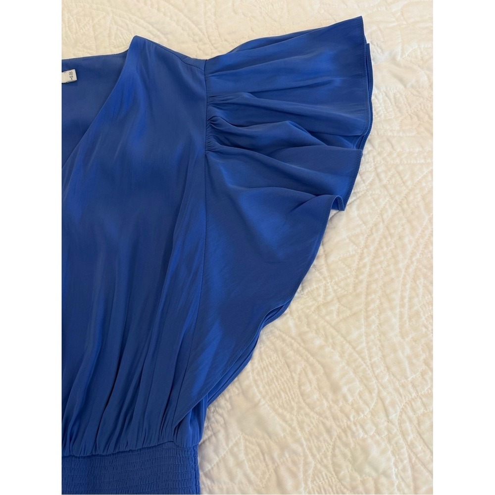 Chico's Blue Smocked Waist Tiered Maxi Dress Flutter Sleeve Size 00 US‎ 2 - Picture 11 of 11